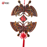中式蝴蝶木雕中国结玄关木质壁饰装饰挂画桃木客厅装饰走廊工艺品