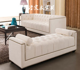 欧式组合沙发客厅皮艺三人沙发大小户型现代实木白色沙发床可定制