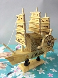 创意实木质海盗船帆船模型木制一帆风顺摆件音乐盒送男女生日礼物