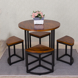 简约现代实木餐桌椅组合创意茶几小户型客厅小圆桌咖啡桌休闲桌椅