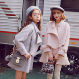 日系学院风连衣裙外套两件套时尚套装中长款呢子大衣女装冬季韩版