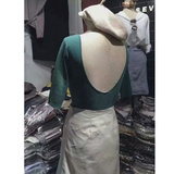 2016夏季韩版女装新款smooth 正版大露背性感圆领冰丝针织T恤半袖