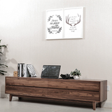 简约北欧式胡桃木电视柜 卧室纯实木地柜 家用客厅白橡木影视柜子