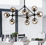 北欧复古工业风吊灯创意个性客厅餐厅灯铁艺玻璃圆球服装店魔豆灯