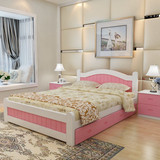 全实木床简约1.8白色松木双人床 1.5单人床1.2儿童床成人床欧式床