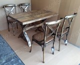 厂家定做直销咖啡厅桌椅组合主题餐厅饭店做旧复古工业风桌椅组合