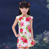 儿童旗袍夏季 女童唐装大童公主连衣裙 小孩女孩中国风复古小童装