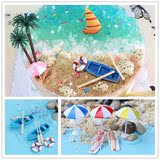 沙滩蛋糕海洋蛋糕装饰配件摆件比基尼美女沙滩椅救生圈小船太阳伞