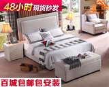 布艺床美式床高档小户型现代简约布床1.8米双人床软包床储物婚床