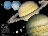 太阳系图国家地理版 天文爱好者书房装饰画学校学生儿童房壁画芯H