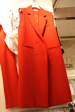 2016韩国春季新款韩版中长款纯色无袖西装双排扣外套时尚马甲女装