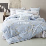 全棉美式风四件套 浅蓝色碎花被套床上用品 纯棉床单被单四件套