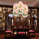 新中式吊灯手绘仿古典灯具茶楼酒店客厅餐厅布艺吊灯个性创意灯笼