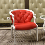 欧式白色烤漆圈椅围椅宾馆酒店美容院美甲店沙发座椅韩式田园椅子