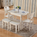 包邮地中海实木餐桌伸缩拉台组合美式简约小户型折叠家用象牙白色