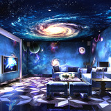 立体科幻星空太空星球墙纸定制壁画KTV酒吧卧室天花吊顶主题壁纸