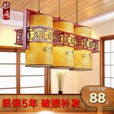 中式餐厅吊灯三头实木艺羊皮灯具古典刷金过道走廊玄关楼梯小吊灯
