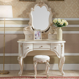 卧室家具欧式梳妆台公主梳妆凳白色实木化妆桌收纳盒小户型含妆镜
