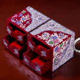 对开螺钿漆器韩国珠宝首饰盒欧式公主宫廷复古木质收纳创意礼物