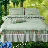 夏季新款韩式公主四件套纯棉床裙1.5m全棉床罩1.8米绿色床上用品
