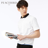 太平鸟男装 夏装薄款时尚商务休闲韩版白色短袖衬衫B1CC52590