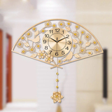中国风扇子客厅中式现代时尚装饰挂钟创意摇摆卧室静音钟表石英钟