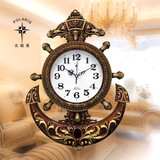 北极星船舵石英挂钟客厅静音舵手钟表创意时尚欧式复古时钟大号表