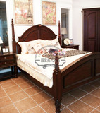 美式古典全实木双人床新维多利亚高柱公主床雕花1米8高端卧室家具