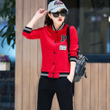 2016秋季运动套装女士时尚春秋三件套长袖运动服棒球服休闲套装