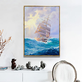 北欧帆船玄关过道壁画挂画现代客厅装饰画简约有框画挂画 地中海