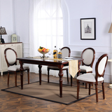 实木餐桌椅 美式乡村方桌长方形复古做旧橡木1桌6人组合欧式桌子