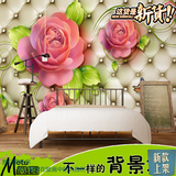 大型无缝壁画壁纸3D粉红玫瑰花软包壁画电视背景墙画客厅卧室墙纸