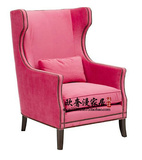 欧式休闲椅新古典单人沙发后现代布艺粉色公主高背椅休闲椅现货椅