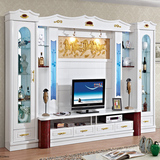 大户型纯白欧式电视柜组合背景墙柜烤漆客厅影视地柜酒柜家具组装