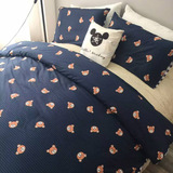 韩国ins系列可爱小熊简约四件套全棉纯棉床单被套床笠三件套1.5