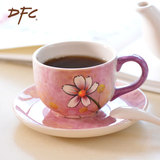DFC陶瓷咖啡杯手绘咖啡杯 欧式田园花茶杯创意英式红茶杯拉花杯
