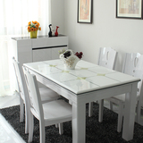 现代简约白色烤漆大理石餐桌椅组合小户型石面餐桌餐椅6人餐台厚