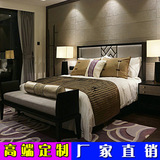 现代新中式实木布艺双人床样板房卧室高端定制简约婚床水曲柳家具