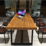 包邮美式简约现代实木会议办公桌长条书桌电脑大班工作台定制餐桌