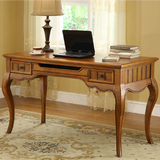 美式书桌简约乡村住宅办公桌 欧式古典地中海写字桌复古实木书桌