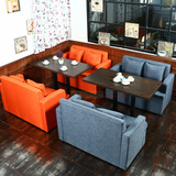 定制美式咖啡厅小沙发布艺甜品奶茶店桌椅简约西餐厅沙发卡座组合