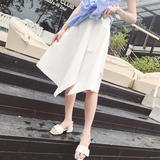 杨泡泡夏季女装韩版新款白色不规则中长款半身裙高腰ol伞裙A字裙