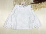2016春装新款女童韩版白色小雏菊印花荷叶领衬衫上衣