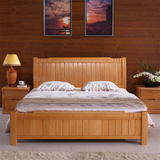 新款全实木床 榉木床 双人床 1.5米 1.8米 平板大床 高箱储物床