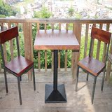 美式loft铁艺复古奶茶店咖啡厅桌椅组合西餐厅实木餐桌椅现代简约