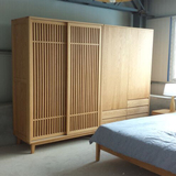 日式全实木衣柜卧室家具收纳衣橱储物推拉门衣柜现代简约橡木衣柜