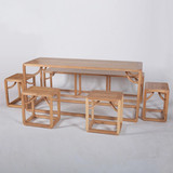 现代中式老榆木免漆禅意茶桌椅餐桌创意简约组合茶室会所茶楼家具