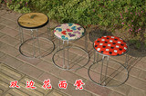 塑料八孔凳不锈钢圆凳子金属钢筋方凳餐桌凳折叠板凳大凳子换鞋凳