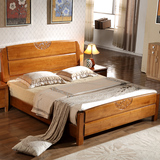 全实木床1.8橡木床1.5米地中海储物高箱婚床简约现代中式双人大床