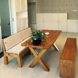 美式特色复古长方形办公桌会议桌客厅书桌泡茶桌实木餐桌椅组合